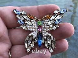 Alfred Philippe Trifari Pastel Glass Navette Butterfly Brooch- Shades of Spring