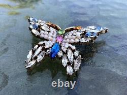 Alfred Philippe Trifari Pastel Glass Navette Butterfly Brooch- Shades of Spring