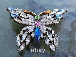 Alfred Philippe Trifari Pastel Glass Navette Butterfly Brooch- Shades of Spring