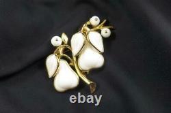 Alfred Philippe Trifari Pat Pend Poured Glass Double Pear Fruit Salad Brooch