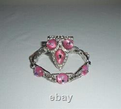 Alfred Philippe Trifari Pink Shoe Button Glass Bracelet & Fur Pin Clip 1930s