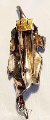 Alfred Philippe Trifari Rare 1942 Caterpillar Ruby Red Sterling Vermeil Fur Clip