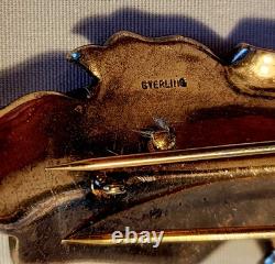 Alfred Philippe Trifari Rare 1942 Caterpillar Ruby Red Sterling Vermeil Fur Clip