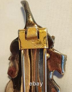 Alfred Philippe Trifari Rare 1942 Caterpillar Ruby Red Sterling Vermeil Fur Clip