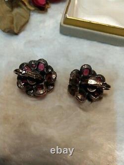 Alfred Philippe Trifari Renaissance Earrings, Couture Gripoix Poured Red Glass