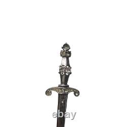 Alfred Philippe Trifari STERLING Silver Jeweled Sword Brooch Pin READ ME
