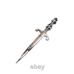 Alfred Philippe Trifari STERLING Silver Jeweled Sword Brooch Pin READ ME
