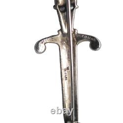 Alfred Philippe Trifari STERLING Silver Jeweled Sword Brooch Pin READ ME
