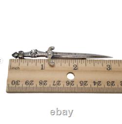 Alfred Philippe Trifari STERLING Silver Jeweled Sword Brooch Pin READ ME