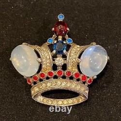 Alfred Philippe Trifari Sterling Silver Crown Brooch (with inlaid Rhinestones)