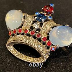 Alfred Philippe Trifari Sterling Silver Crown Brooch (with inlaid Rhinestones)