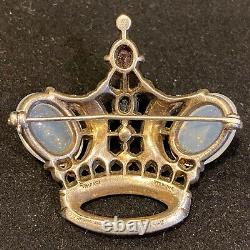 Alfred Philippe Trifari Sterling Silver Crown Brooch (with inlaid Rhinestones)