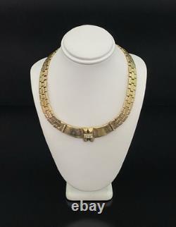 Alfred Philippe Trifari VTG Yellow Gold Tone Clear Rhinestone Necklace Signed