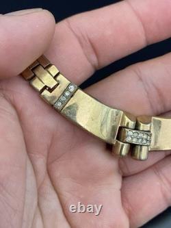 Alfred Philippe Trifari VTG Yellow Gold Tone Clear Rhinestone Necklace Signed