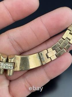 Alfred Philippe Trifari VTG Yellow Gold Tone Clear Rhinestone Necklace Signed