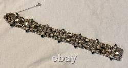 Antique Alfred Philippe KTF Trifari Green Cabochon & Rhinestone Bracelet 7.5