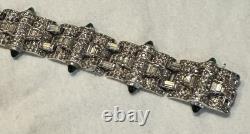 Antique Alfred Philippe KTF Trifari Green Cabochon & Rhinestone Bracelet 7.5