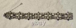 Antique Alfred Philippe KTF Trifari Green Cabochon & Rhinestone Bracelet 7.5