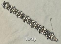 Antique Alfred Philippe KTF Trifari Green Cabochon & Rhinestone Bracelet 7.5
