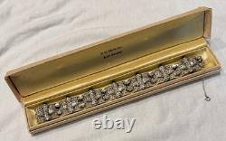 Antique Alfred Philippe KTF Trifari Green Cabochon & Rhinestone Bracelet 7.5
