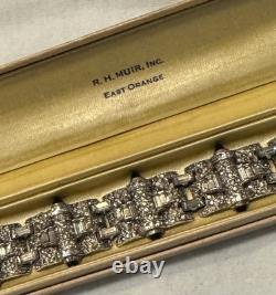 Antique Alfred Philippe KTF Trifari Green Cabochon & Rhinestone Bracelet 7.5