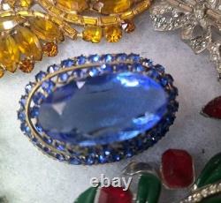 Antique Brooch Lot Crown Trifari Jewled Symphony, Czech, Alfred Philippe Etc