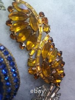 Antique Brooch Lot Crown Trifari Jewled Symphony, Czech, Alfred Philippe Etc