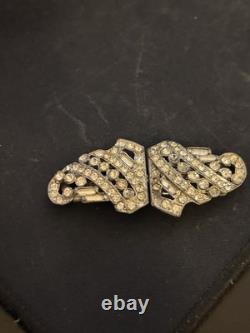 Antique Trifari Clip Mates Art Deco Rhinestone Dress Clips PAT 2050804 1930s
