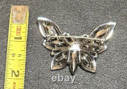 Antique VTG Trifari Pat Pend Alfred Philippe Clear Rhinestone Butterfly Brooch