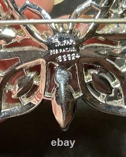 Antique VTG Trifari Pat Pend Alfred Philippe Clear Rhinestone Butterfly Brooch