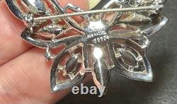 Antique VTG Trifari Pat Pend Alfred Philippe Clear Rhinestone Butterfly Brooch