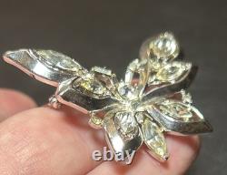 Antique VTG Trifari Pat Pend Alfred Philippe Clear Rhinestone Butterfly Brooch
