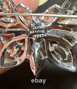 Antique VTG Trifari Pat Pend Alfred Philippe Clear Rhinestone Butterfly Brooch