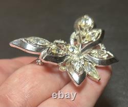 Antique VTG Trifari Pat Pend Alfred Philippe Clear Rhinestone Butterfly Brooch