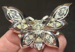 Antique VTG Trifari Pat Pend Alfred Philippe Clear Rhinestone Butterfly Brooch