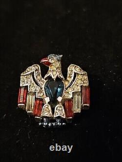 Antique WWII 1940 Trifari Alfred Philippe Crystal Belly Patriot Eagle Pin Brooch