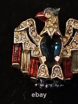 Antique WWII 1940 Trifari Alfred Philippe Crystal Belly Patriot Eagle Pin Brooch