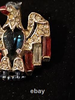 Antique WWII 1940 Trifari Alfred Philippe Crystal Belly Patriot Eagle Pin Brooch