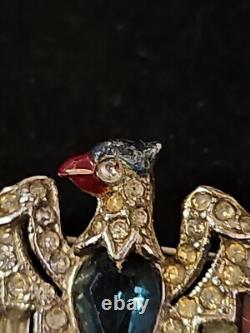 Antique WWII 1940 Trifari Alfred Philippe Crystal Belly Patriot Eagle Pin Brooch