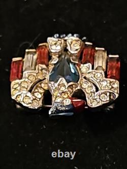 Antique WWII 1940 Trifari Alfred Philippe Crystal Belly Patriot Eagle Pin Brooch