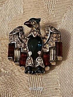 Antique WWII 1940 Trifari Alfred Philippe Crystal Belly Patriot Eagle Pin Brooch