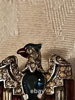 Antique WWII 1940 Trifari Alfred Philippe Crystal Belly Patriot Eagle Pin Brooch