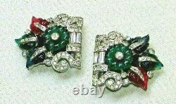 Art Deco Set of 2 Tutti Frutti Clip Brooch KTF Alfred Philippe TRIFARI 160j