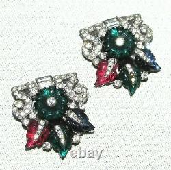 Art Deco Set of 2 Tutti Frutti Clip Brooch KTF Alfred Philippe TRIFARI 160j