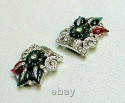 Art Deco Set of 2 Tutti Frutti Clip Brooch KTF Alfred Philippe TRIFARI 160j