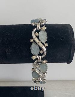 Beautiful Alfred Philippe Trifari Blue Leaf Rhinestone Bracelet