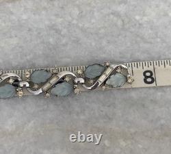Beautiful Alfred Philippe Trifari Blue Leaf Rhinestone Bracelet