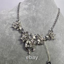 Beautiful Vintage Crown Trifari Alfred Philippe Rhinestone Necklace & Earrings