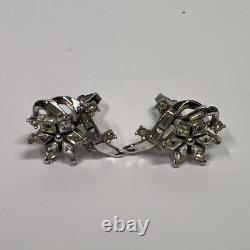 Beautiful Vintage Crown Trifari Alfred Philippe Rhinestone Necklace & Earrings