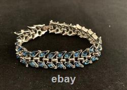 CROWN TRIFARI 1950's Alfred PHILIPPE Blue Sapphire Swarovski Crystal Bracelet